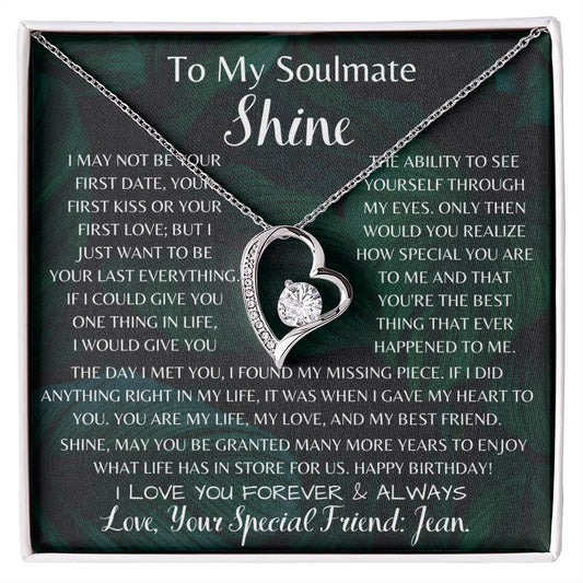 To My Soulmate Shine Forever Love Necklace | I Found My Missing Piece
