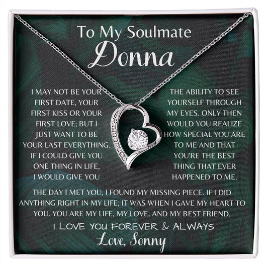 To My Soulmate Donna Forever Love Necklace | I Found My Missing Piece