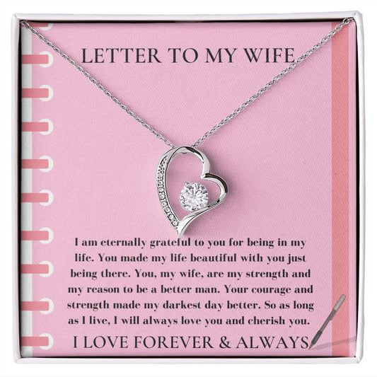 Letter To My Wife Forever Love Necklace Gift For Wife | Soulmate Anniversary Birthday Valentine Necklace Gift