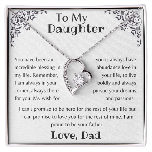 To My Daughter White Gold Forever Love Necklace