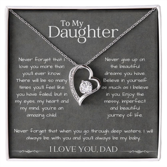 To My Daughter Forever Love Necklace | Never Give Up